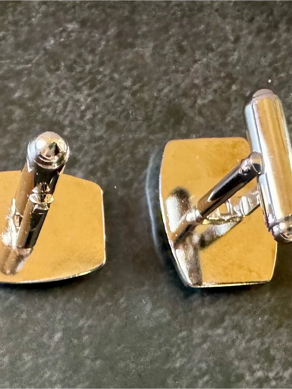 Vintage Abalone Shell Cufflinks Silver Tone Iridescent Blue Green MCM